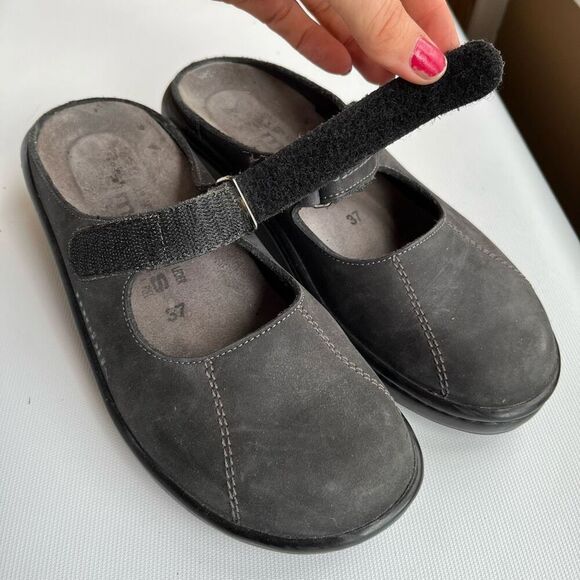 Mephisto Mobils Ergonomic Black Leather/Nubuck Fabienne Mary Jane Mules - 6.5/7 - Picture 4 of 12